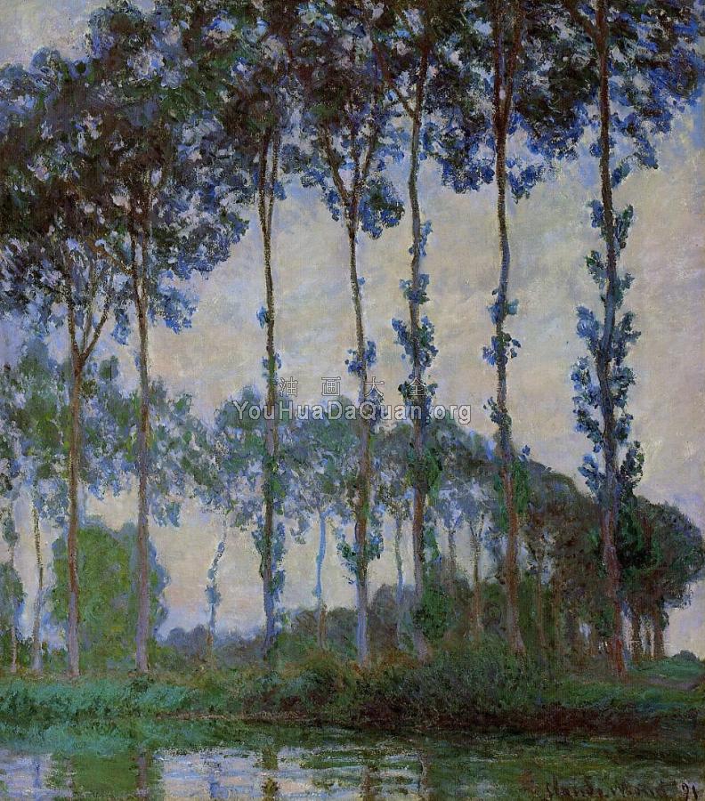 Poplars on the Banks of the River Epte at Dusk - 克劳德·莫奈